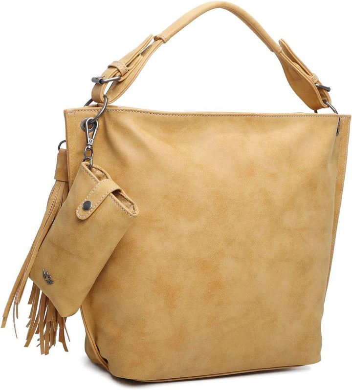 Fritzi aus Preussen Damen Fritzi 1 Big Hobo Schultertasche Honey Mustard, Honey Mustard