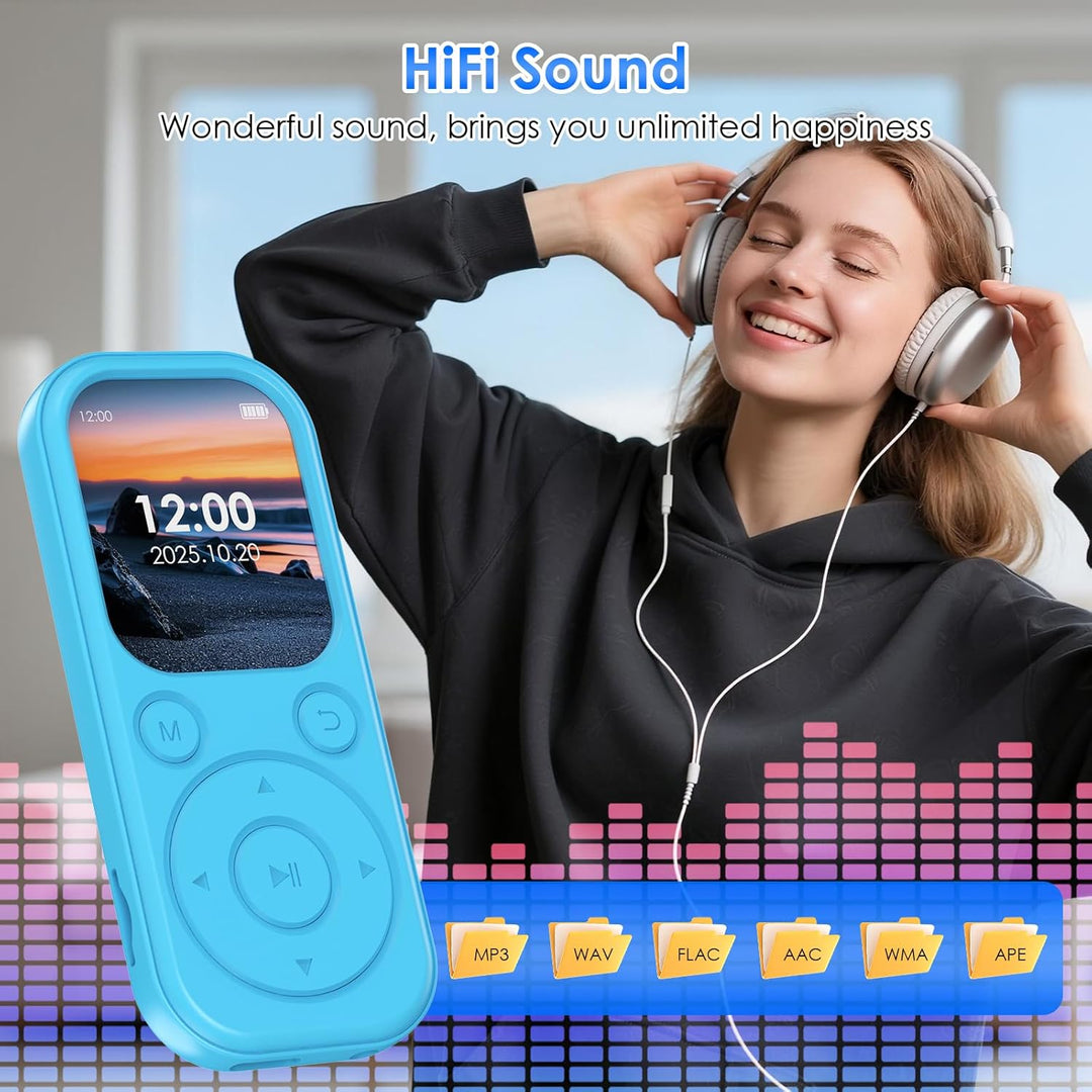 64 GB MP3-Player mit Bluetooth 5.3, tragbarer Musik-Player mit HiFi-Klangqualität und FM-Radio, 300