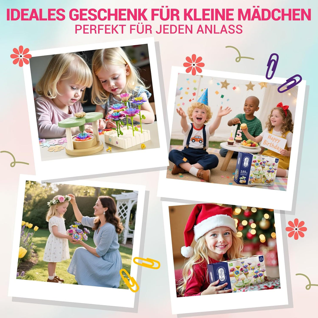 DIY Blumen Bastelset für Kinder ab 3 Jahren, Kunststoff Blumensträusse Basteln Spielzeug, Blumenpres