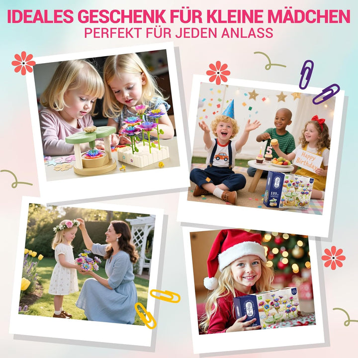DIY Blumen Bastelset für Kinder ab 3 Jahren, Kunststoff Blumensträusse Basteln Spielzeug, Blumenpres