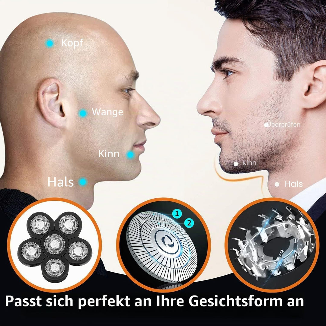 Elektrisch Rasierkopf,LOEVERY 6D Elektrische Rasierklingen Ersatz Rotationsrasierer für Glatze Herre