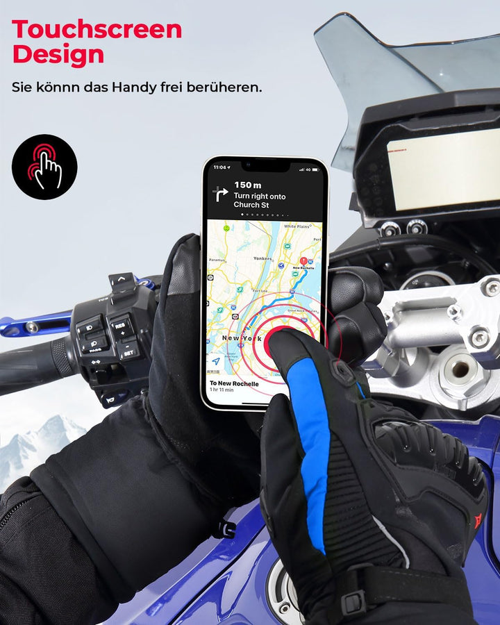 ISSYZONE Winter Motorradhandschuhe, Motorrad Handschuhe Winter, geprüfte Motorradhandschuhe Herren,