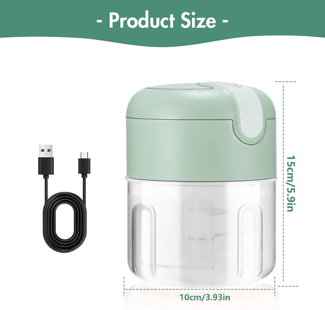 Akku Mini Zerkleinerer, 250 Ml Mini Lebensmittelhacker Elektrischer Knoblauchhacker Mit USB Ladung,