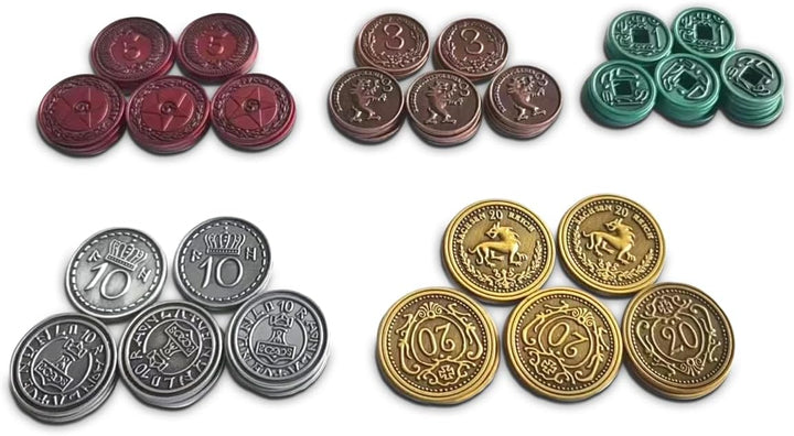 Stonemaier Games, Scythe: Metal Coins Upgrade Pack, Board Game, 1 to 5 Players, Ages 14+, 90 to 120