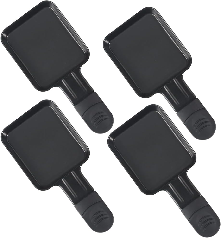 HengBO Raclette Pfännchen Ersatz, Edelstahl Antihaftbeschichtet, Schwarz, 18x8x1.5cm, 4 Stück, Mini