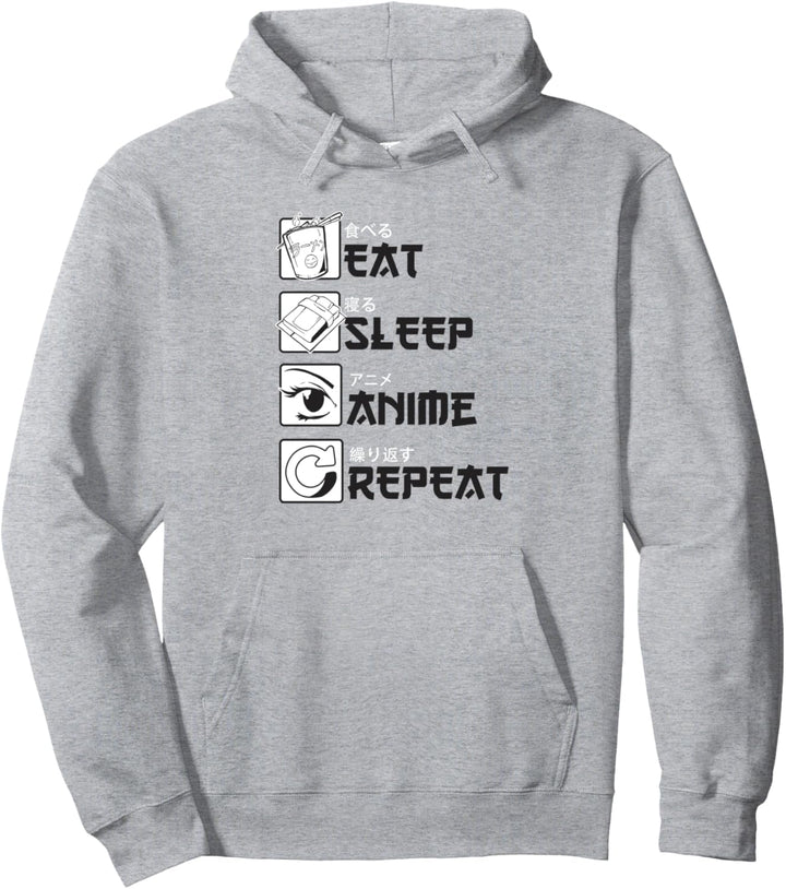 Lustiges Anime Sprüche Geschenk Eat Sleep Anime Repeat Pullover Hoodie
