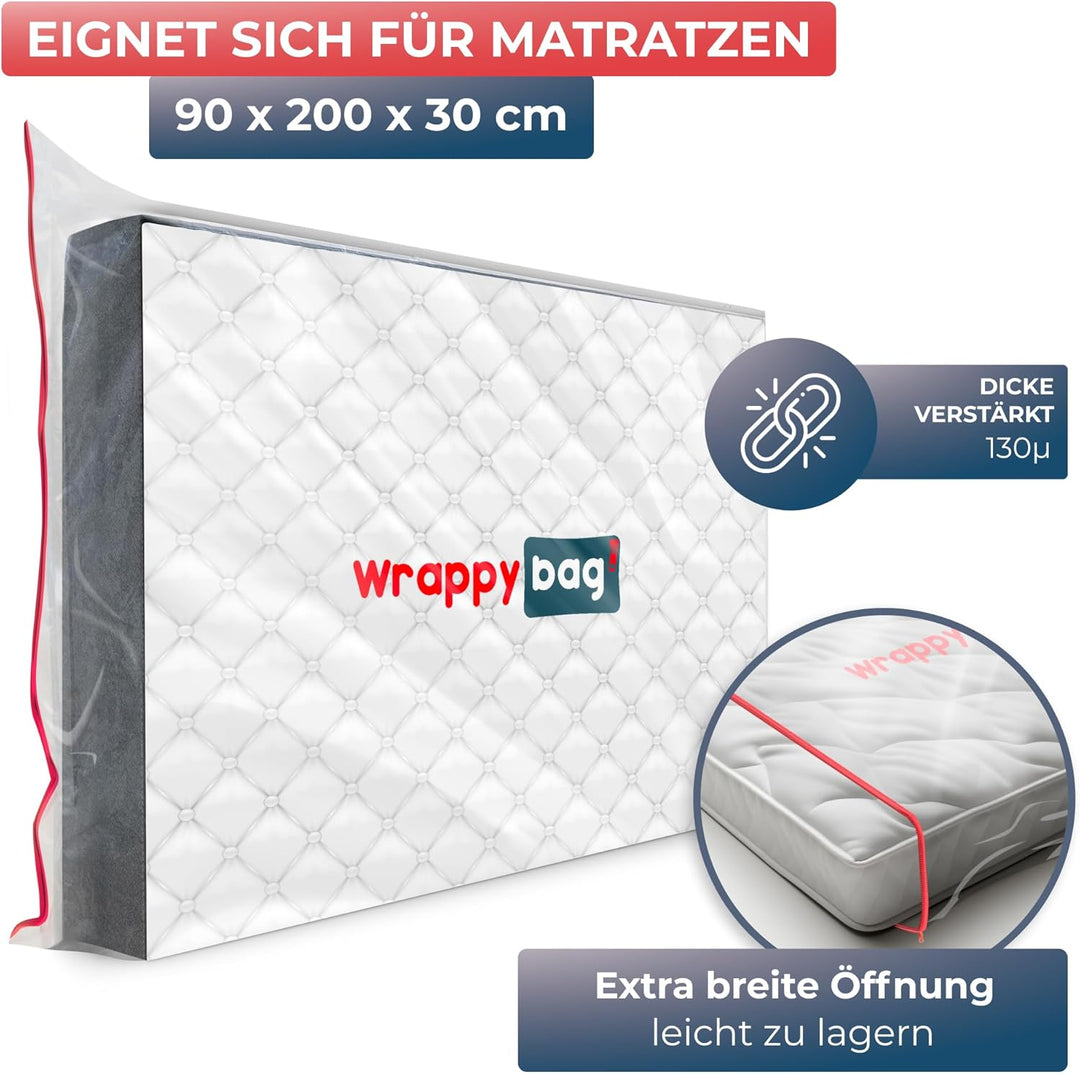 WRAPPYBAG – Schutzhülle aus Kunststoff für Matratzen – 5 Grössen erhältlich – wasserdichte und reiss