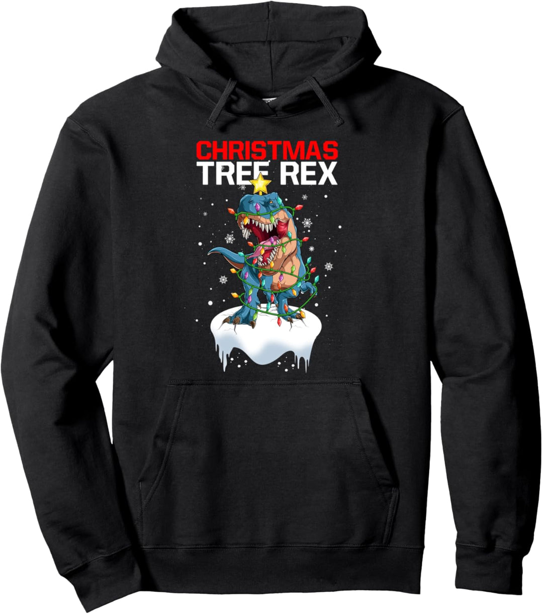 Weihnachtsbaum Dinosaurier Lichterkette Weihnachten Tree Rex Pullover Hoodie