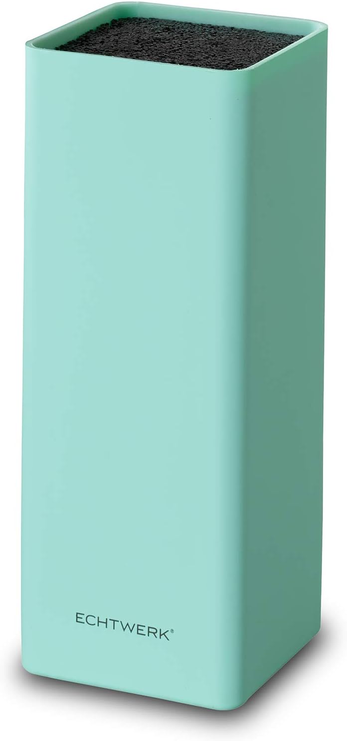 Echtwerk EW-MB-0115 Universal-Messerblock Square mit Borsteneinsatz, hellblau, Kunststoff Türkisblau