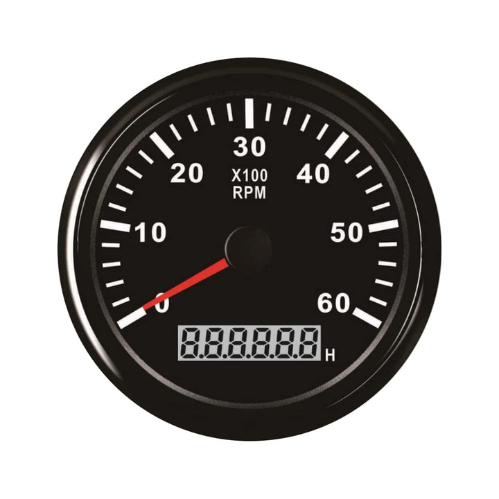 ELING Drehzahlmesser/Drehzahlmesser/Tacho/Stundenzähler für Auto, LKW, Boot, Yacht 0–6000 U/min, 85