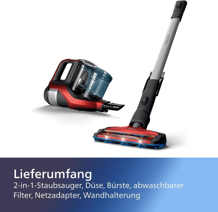 Philips XC7042/01 Akku-Handstaubsauger 230 V 65 Min. Akkulaufzeit Rot ohne Ersatzfilter