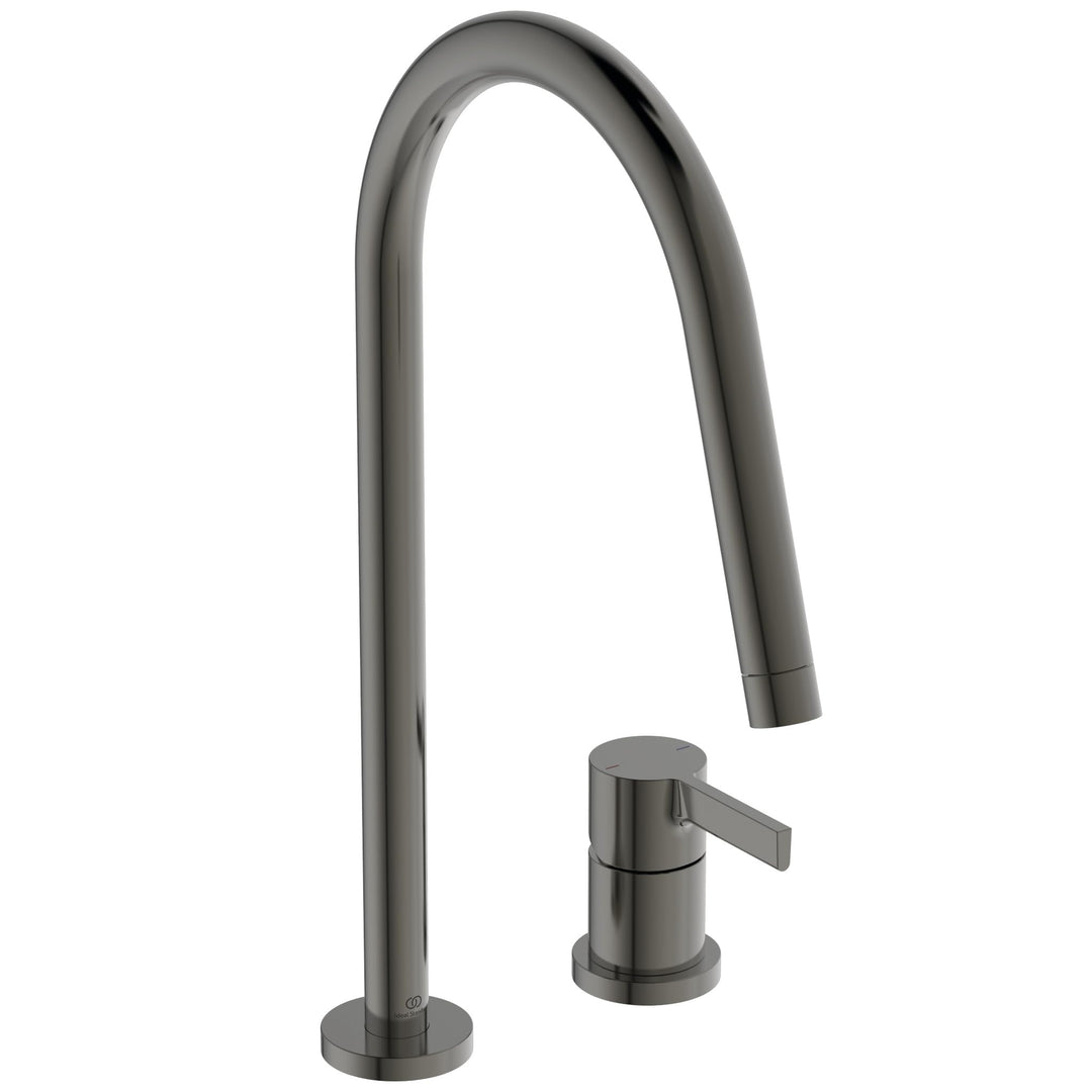 Ideal Standard – Gusto 2-Loch Küchenarmatur, Hoher Auslauf mit zylindrischem Querschnitt, mit FirmaF