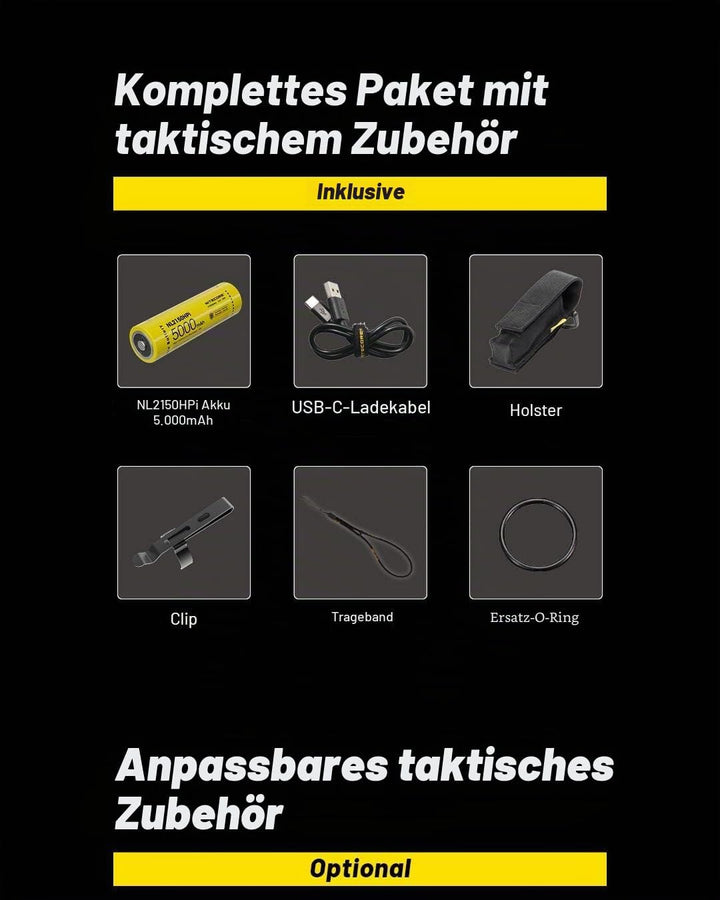 Nitecore P23i Taschenlampe mit grosser Reichweite, 3000 Lumen, 450 m lang, mit wiederaufladbarem i-S
