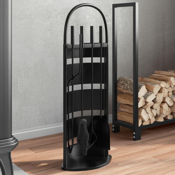 Kaminbesteck-Set 23 x 15 x 66 cm aus Stahl mit 5 Teilen für sichere Holzfeuerstellen, inklusive Schü