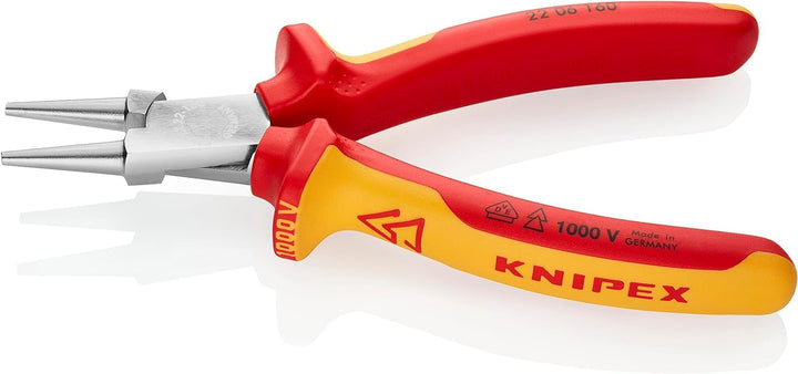 Knipex Rundzange verchromt, isoliert mit Mehrkomponenten-Hüllen, VDE-geprüft 160 mm 22 06 160 verchr