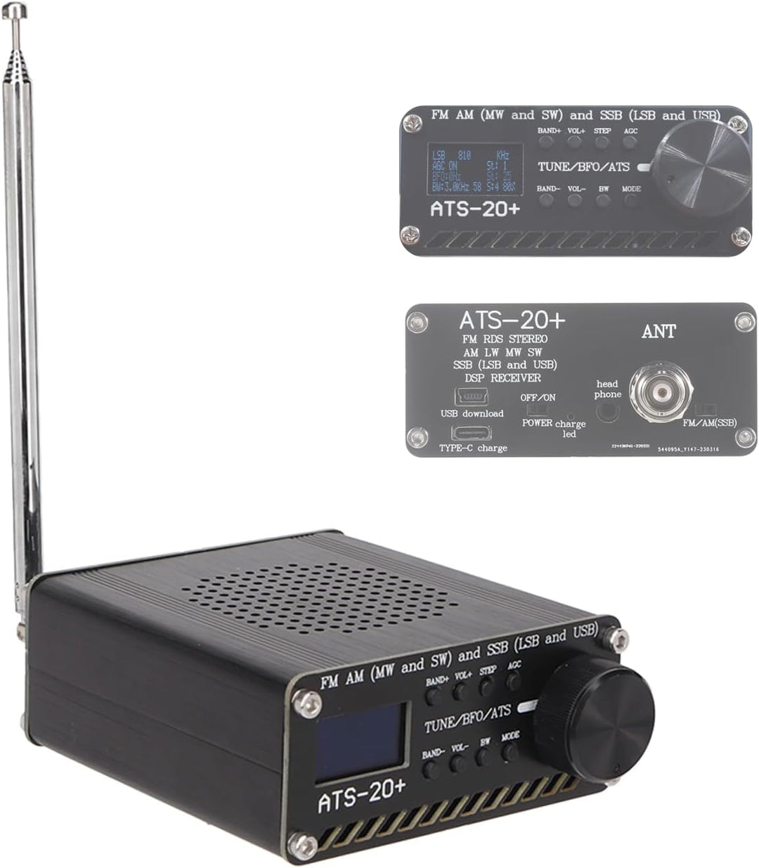 ATS 20 Plus Funkempfänger, Si4732 Tragbarer Kleiner Vollband-Funkempfänger FM AM MW SW und SSB LSB U
