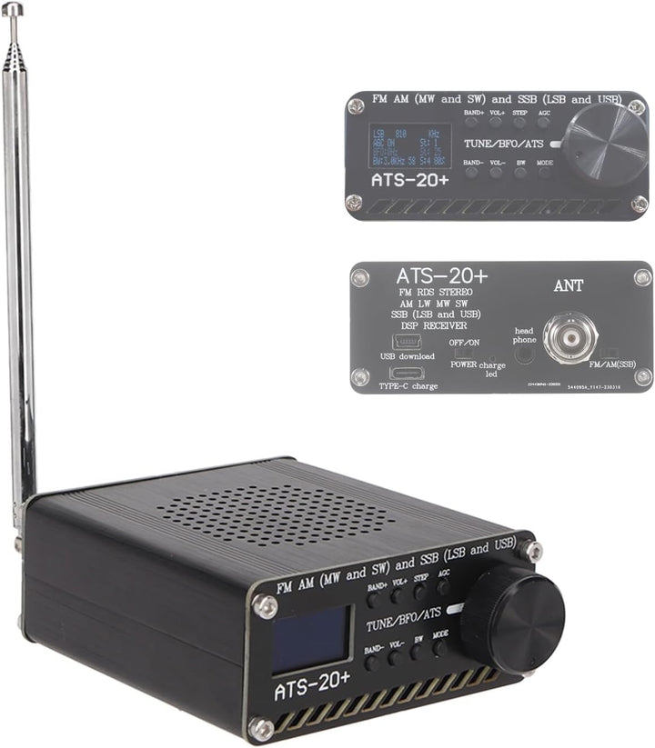 ATS 20 Plus Funkempfänger, Si4732 Tragbarer Kleiner Vollband-Funkempfänger FM AM MW SW und SSB LSB U