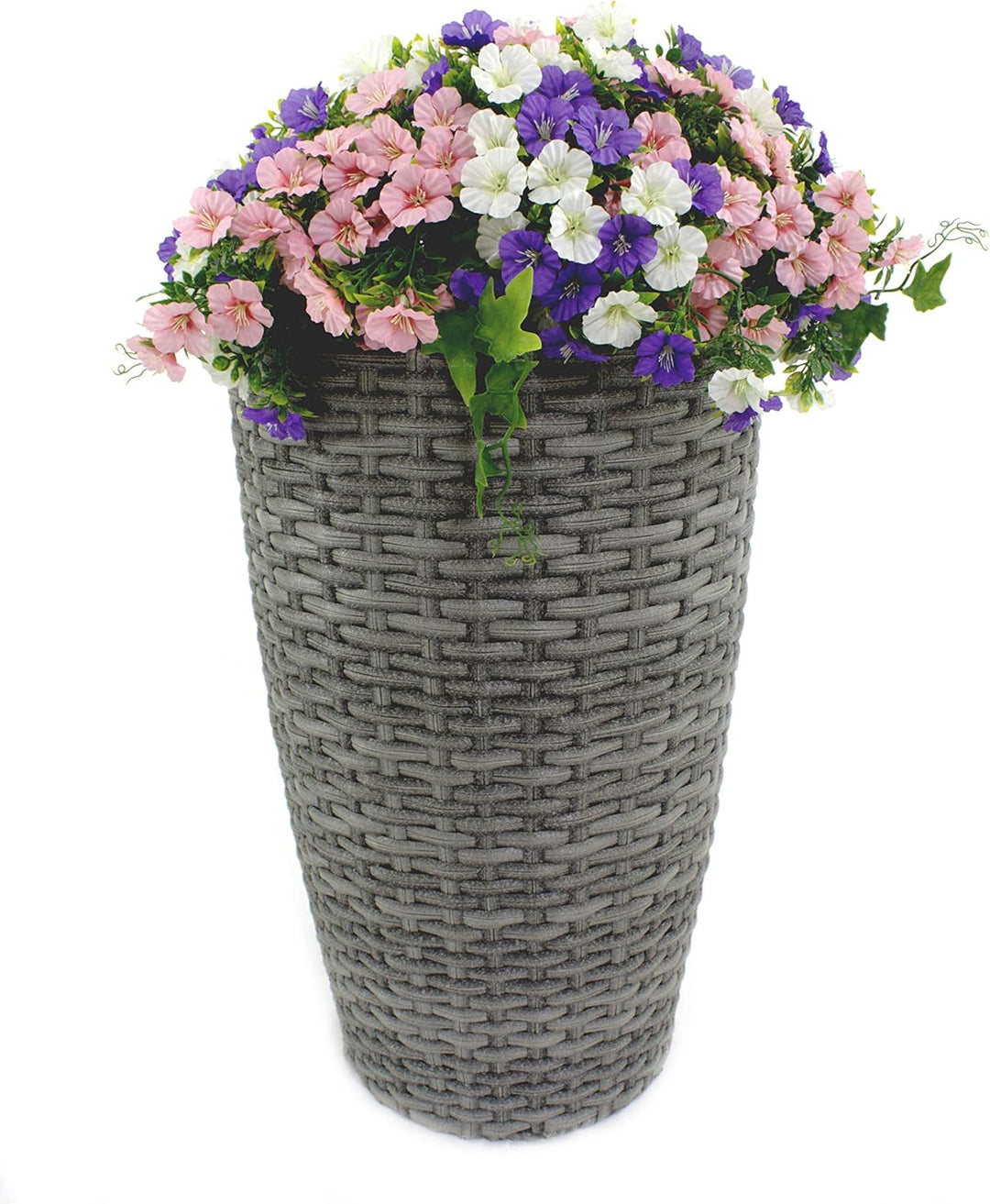 DARO DEKO Rattan Blumentopf hoch rund Ø 37cm x 60cm anthrazit, &#xD8; 37cm x 60cm Anthrazit