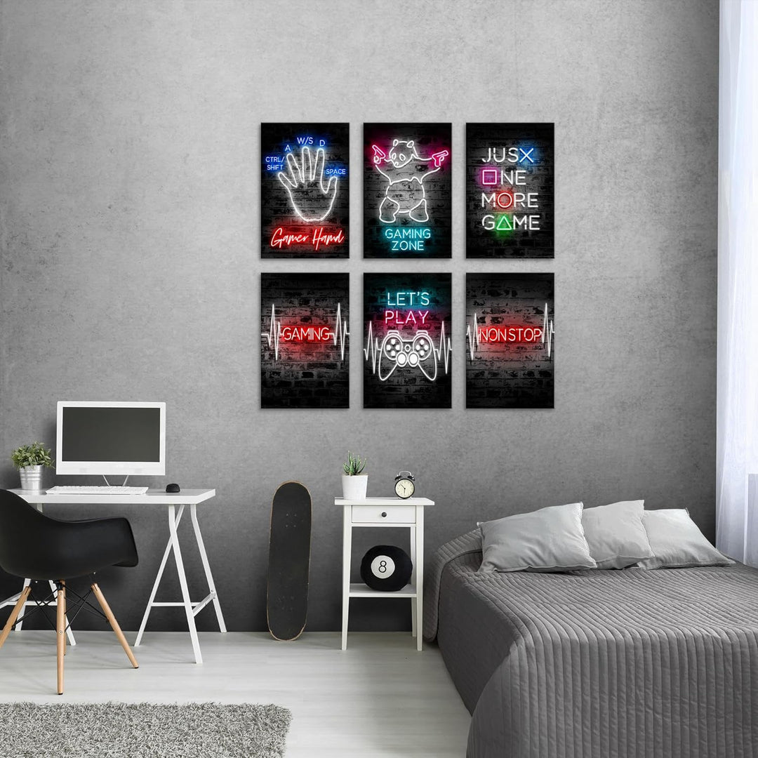 Novart Wandbilder Set - KOMPLETT AUFHÄNGFERTIG - Made in Germany - Moderne Bilder Gamer Spielkonsole