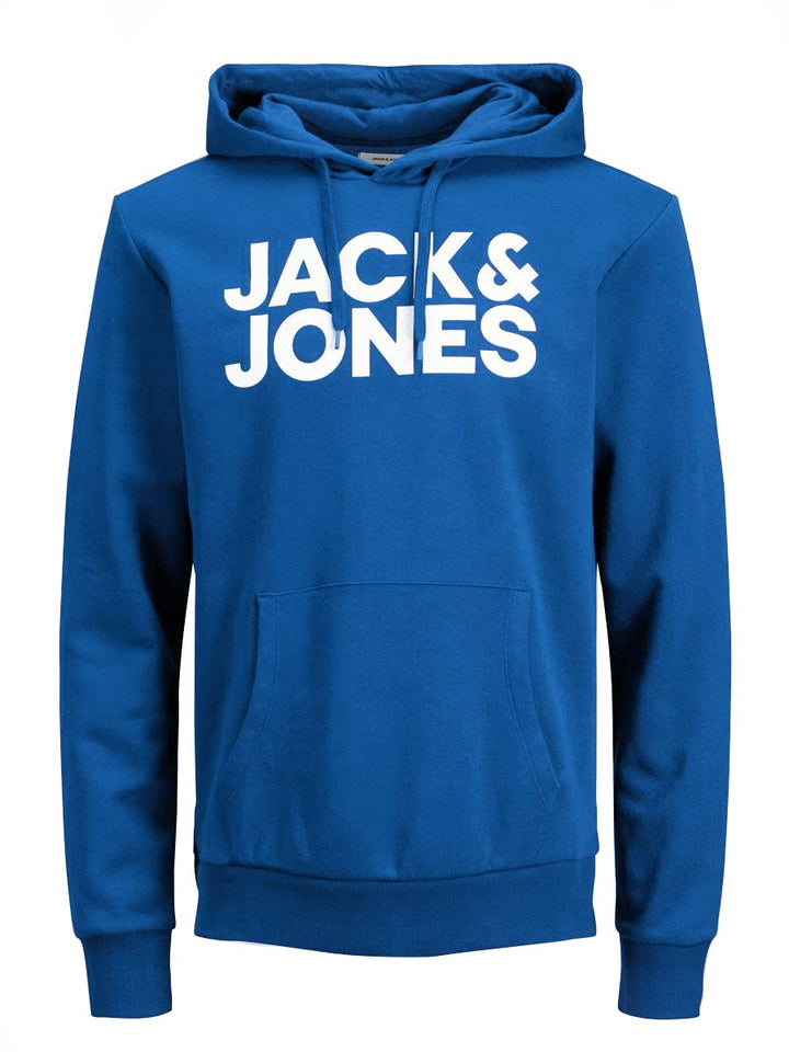 JACK & JONES Male Kapuzenpullover Logo Kapuzenpullover XS Classic Blue/Print White, XS Classic Blue/