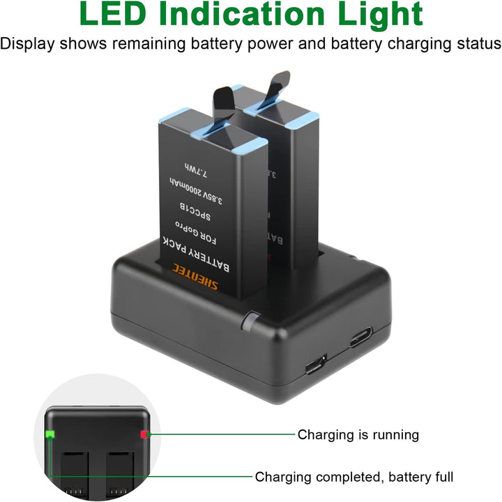 Shentec 3.85V, 2000mAh Li-ion für GoPro Enduro Akku (HERO10 Black/HERO9 Black) – Offizielles GoPro Z