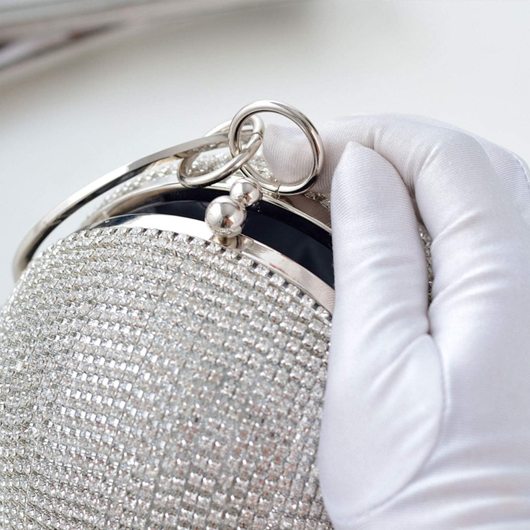 Jywmsc Frauen Runde Ball Kristall Abend Clutch Geldbörse Quaste Hochzeit Handtaschen Silber 1, Silbe