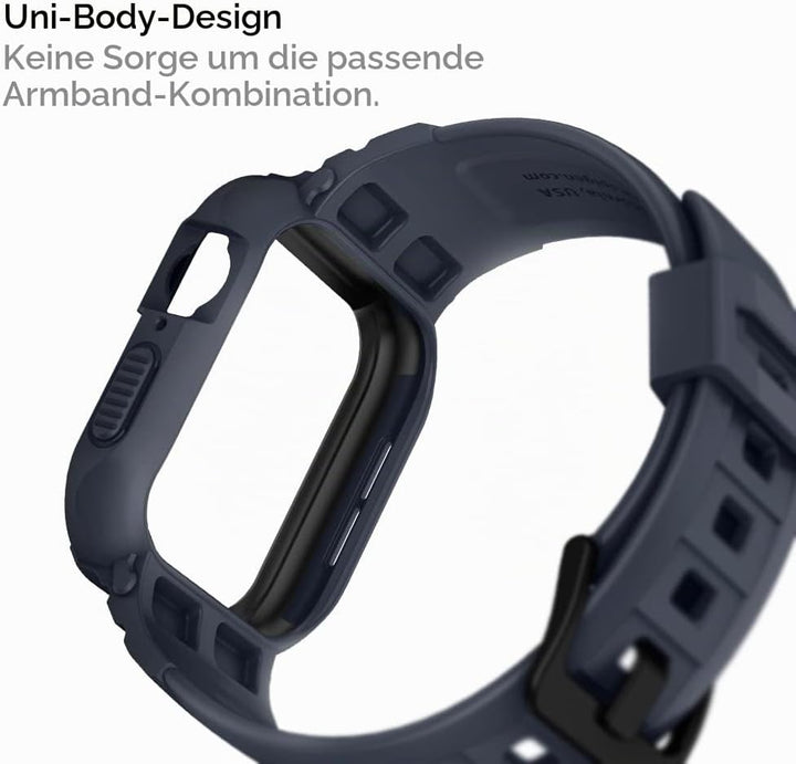 Spigen Rugged Armor Pro Hülle mit Band für Apple Watch 45/44mm | TPU-Unibody-Hülle mit Armband, Carb