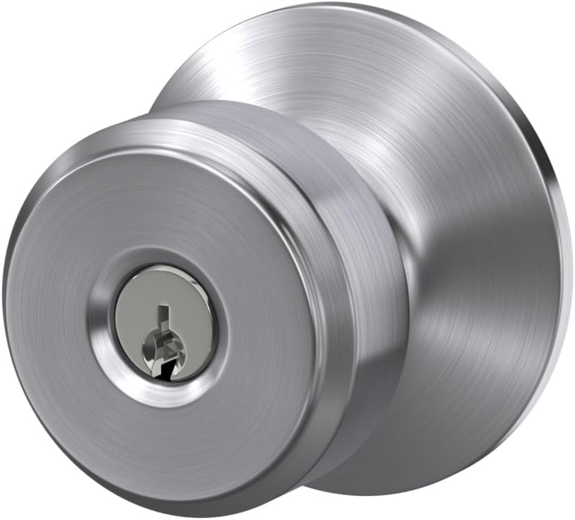 Schlage F51A Zugangsschloss mit Schlüssel Chrom Seidenglänzend Standard, Chrom Seidenglänzend Standa