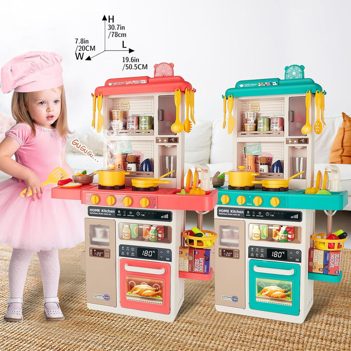 deAO Kinderküche “My Little Chef“ mit Sounds und Licht, Dampf, 50PCS kinderküche zubehör enthalt Ges