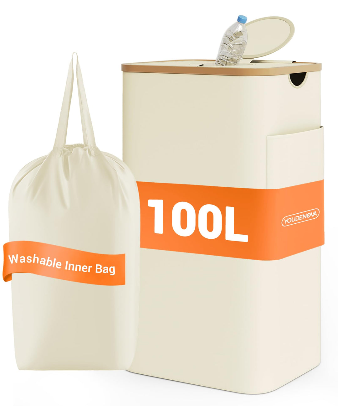YOUDENOVA 100L Pfandflaschen Sammelbehälter mit Deckel & Geruchsdicht, Mülleimer Küche, Flaschensamm