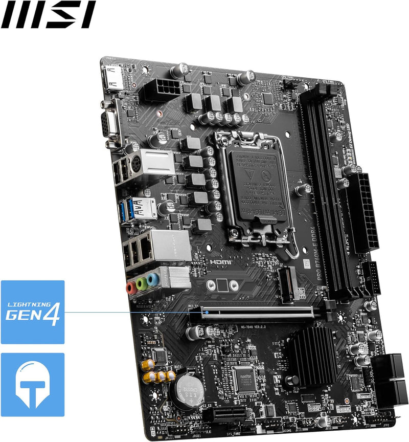 MSI PRO B760M-E DDR4 Mainboard, Micro-ATX - Unterstützt Intel 12. & 13. Gen Core Prozessoren, LGA 17