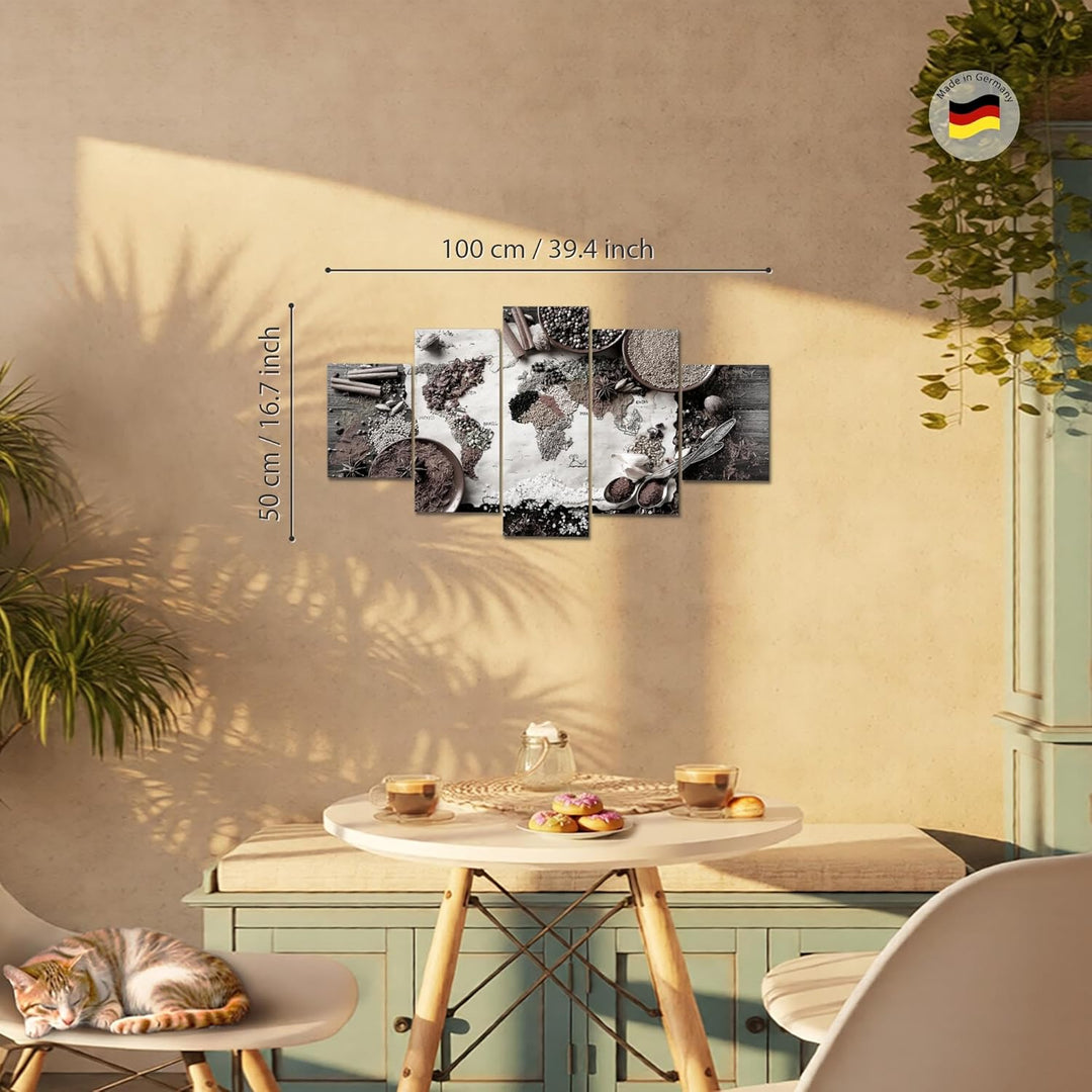 Runa Art Wandbilder Küche Gewürze 5 Teilig Bild auf Vlies Leinwand Deko Esszimmer Küchenbilder Küche