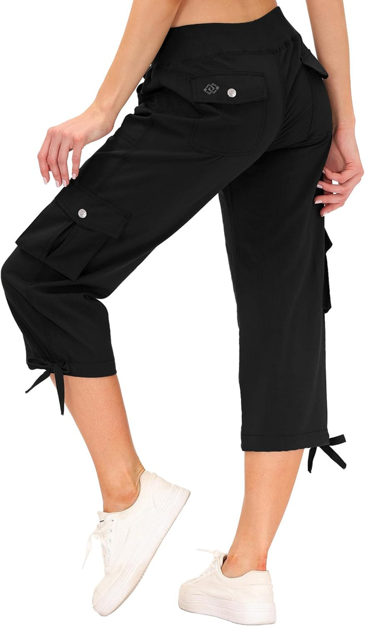 JINSHI Hosen Damen Sommer Cargohose 3/4 Lange Hosen Caprihose Freizeithose Outdoorhose Wanderhose mi