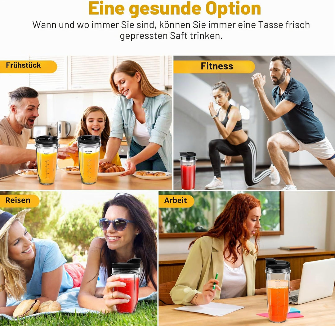 2 Stück Ersatz 32oz Blender Cup mit Sip &amp; Seal Deckel Kompatibel mit Nutri Ninja BL450 BL454 Bl455 B