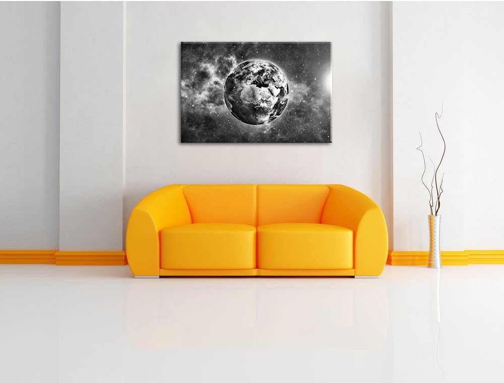 Pixxprint Erde im Universum / 100x70cm Leinwandbild bespannt auf Holzrahmen/Wandbild Kunstdruck Deko