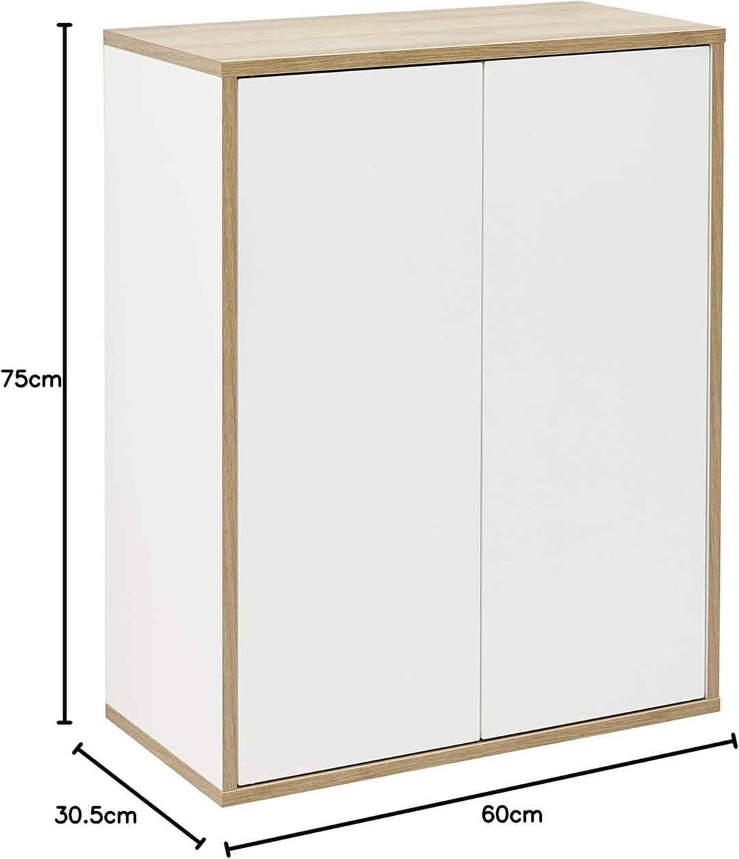 FACKELMANN Finn Midischrank (60 x 75 x 30,5 cm) – Badezimmerkommode mit 2 Einlegeböden aus Glas – Ba