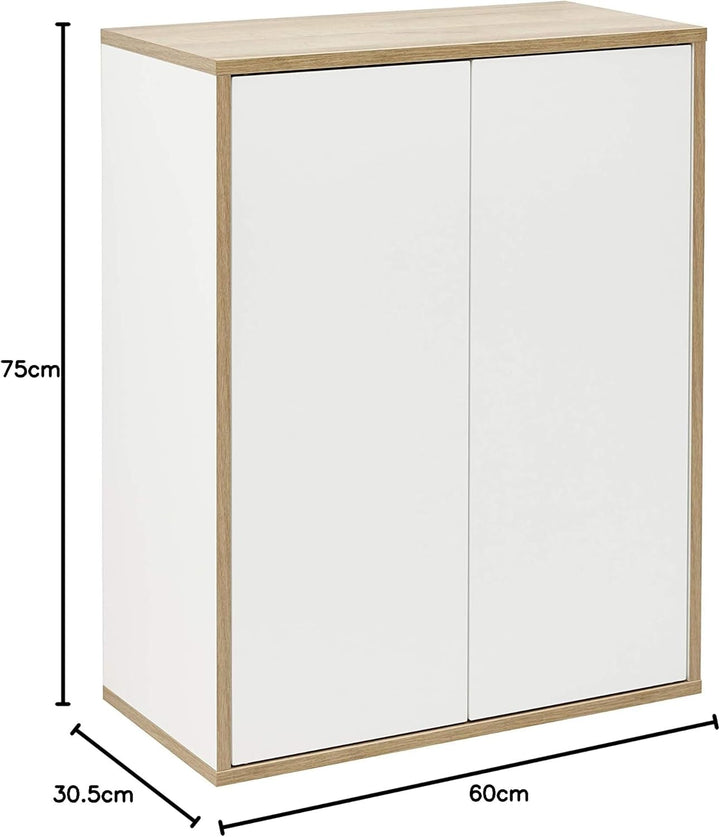 FACKELMANN Finn Midischrank (60 x 75 x 30,5 cm) – Badezimmerkommode mit 2 Einlegeböden aus Glas – Ba