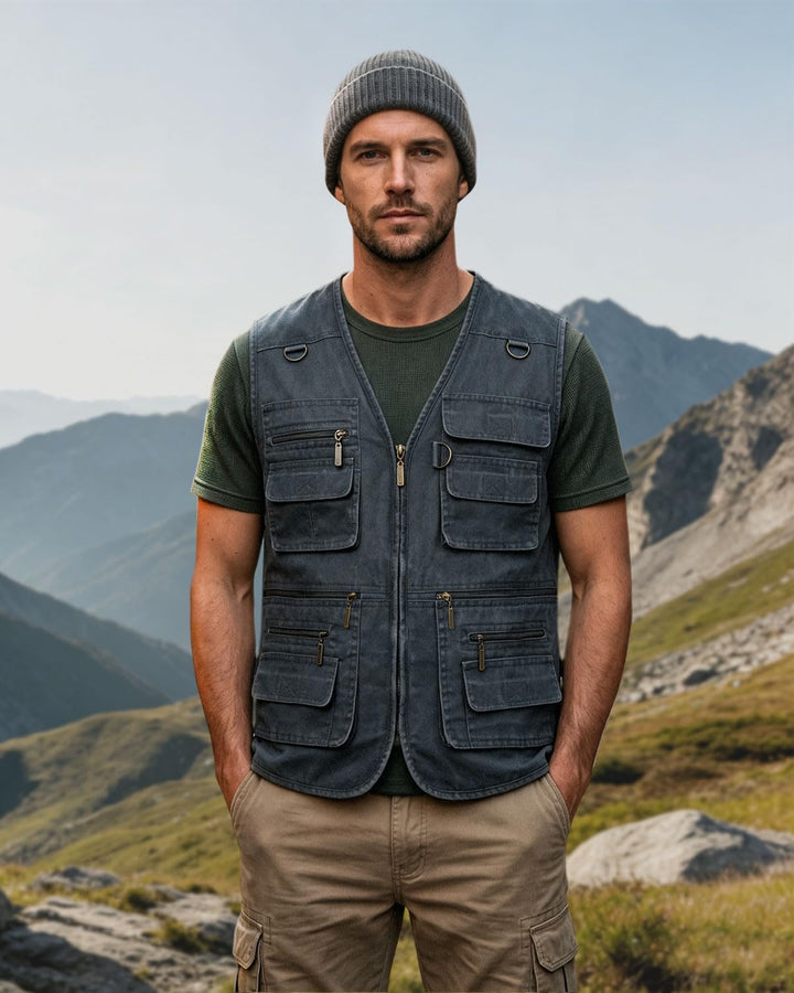 KTWOLEN Herren Outdoor Weste mit Multi-Taschened Anglerweste Jagd- und Angler Camping Wandern Weste