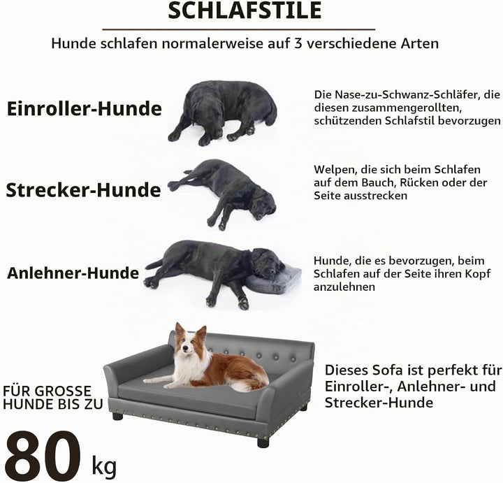 BingoPaw Luxus Hundesofa Grosse Hunde: Mordern Haustiersofa Mikrofaser Leder atmungsaktive wasserdic