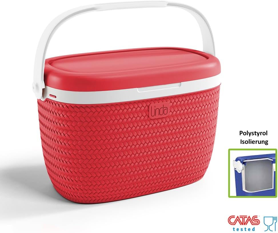 Kühlbox | Passive Kühlbox | Kühltaschen aus Kunststoff mit polystyrol thermische Isolierung 18 L Rot