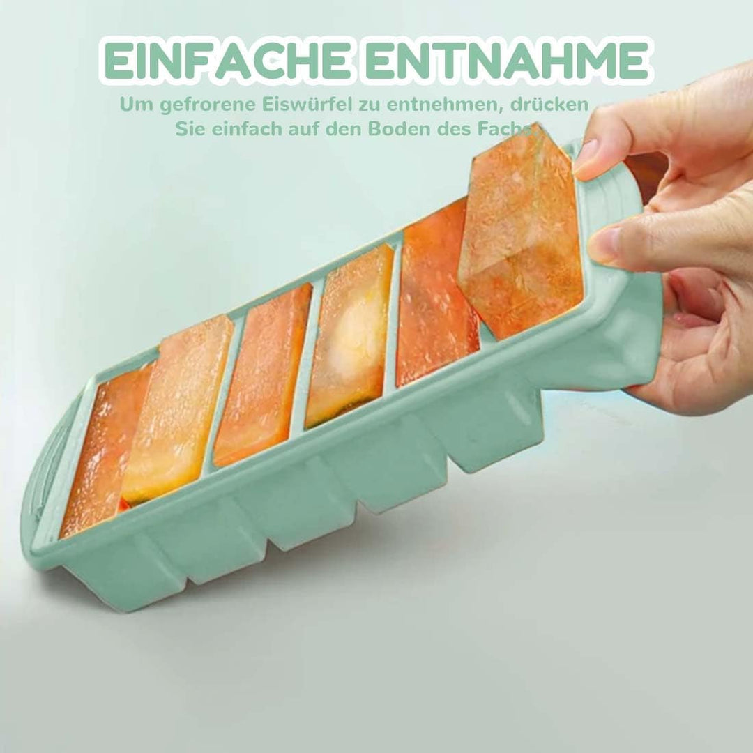 2 Stück Suppe Einfrieren Behälter, 6 Löcher Souper Cube Silikon Gefrierform mit Deckel, Su-ppe Suppe