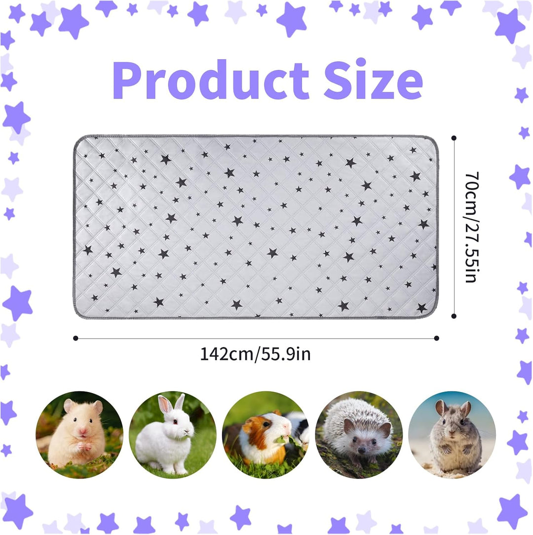 70x142cm Meerschweinchen Unterlage Waschbar: Pipipads Meerschweinchen, Grau Stern, wasserdichte Supe
