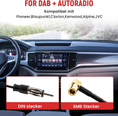 RED WOLF Autoantenne DAB Antenne mit 5 m Verlängerungskabel Dachantenne FM AM DIN Male Auto Radio An