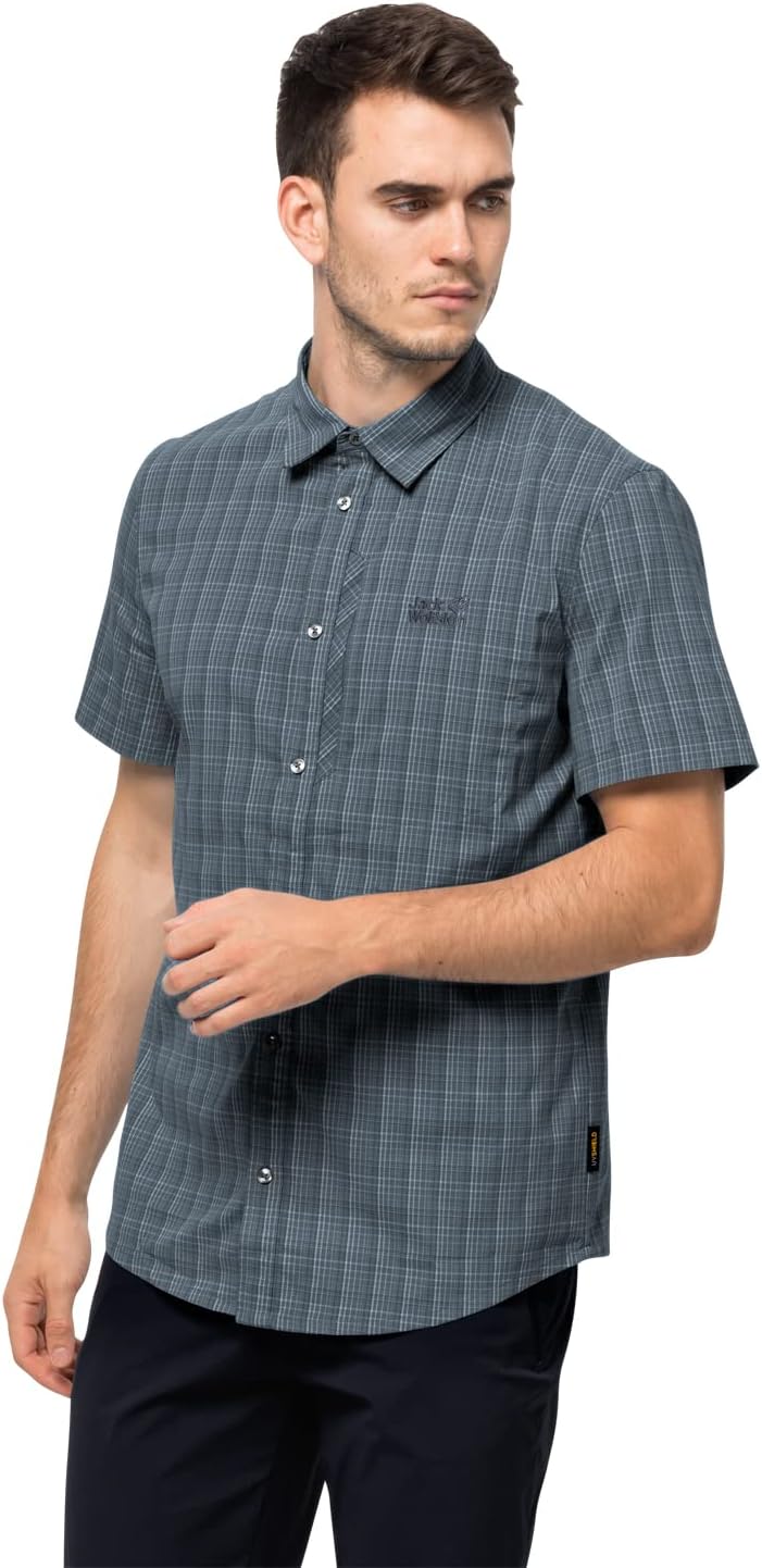 Jack Wolfskin Herren Rays Stretch Vent Shirt Men Hemd S Storm Grey Checks, S Storm Grey Checks