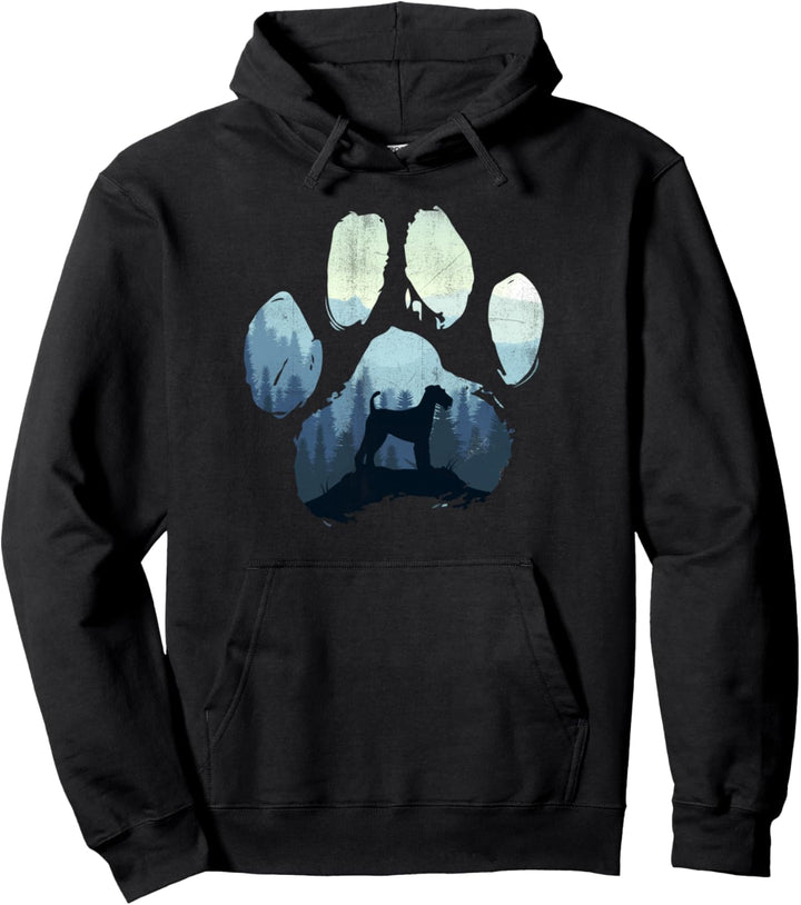 Airedale Terrier Hundepfote Mama Papa Nebel Berge Pullover Hoodie