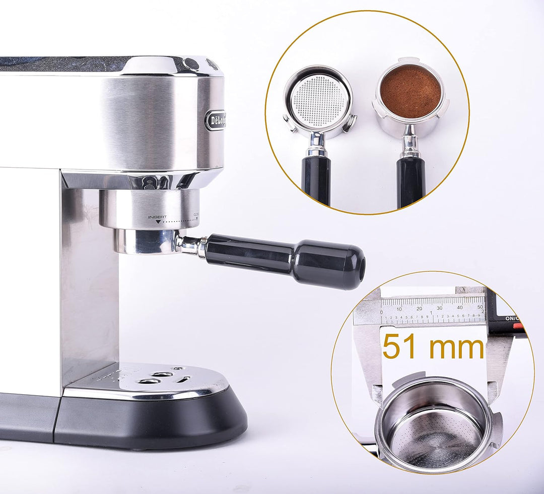 JoeFrex Siebträger für Delonghi Dedica Serie EC685/ EC680 /EC785/EC820/EC850/EC860| aus Edelstahl mi