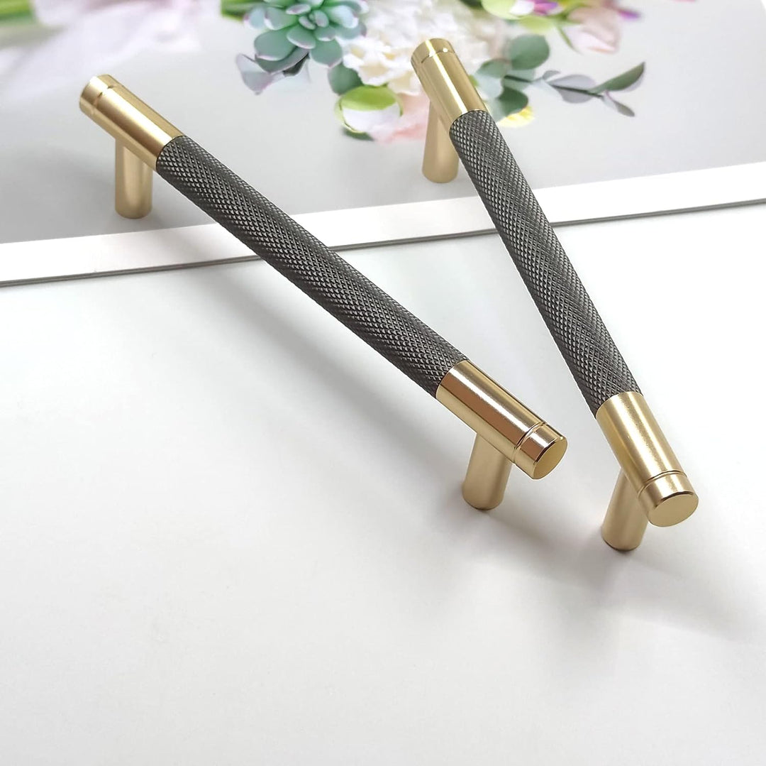 Pexintek 10 Stück Schrankgriffe Gold Moderne Griffe Möbel Möbelgriffe 128mm Lochabstand Türgriffe kü