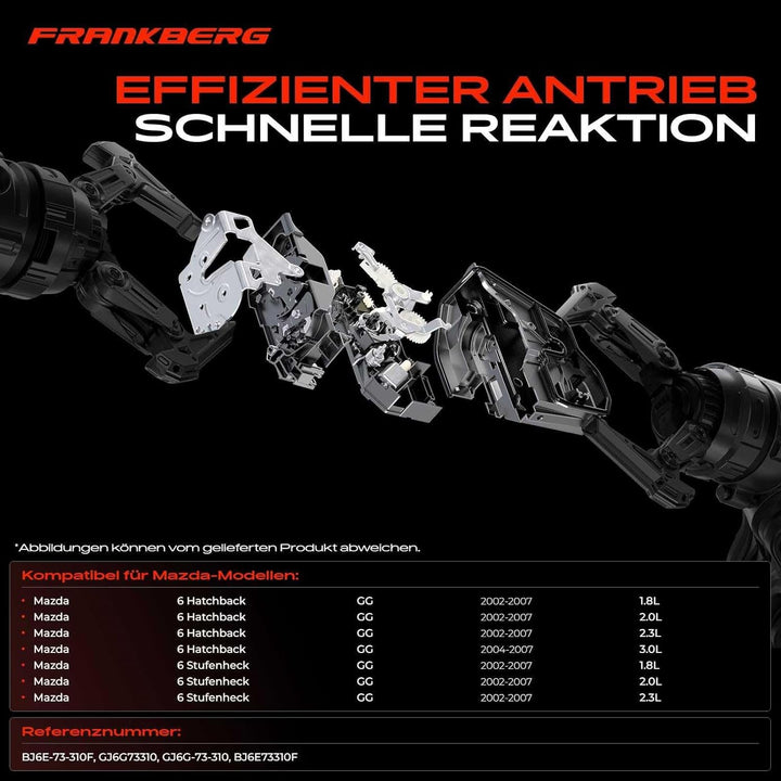 Frankberg Türschloss Stellmotor Hinten Links 6-Polig Kompatibel mit 6 Hatchback G.G Alle Motoren 200