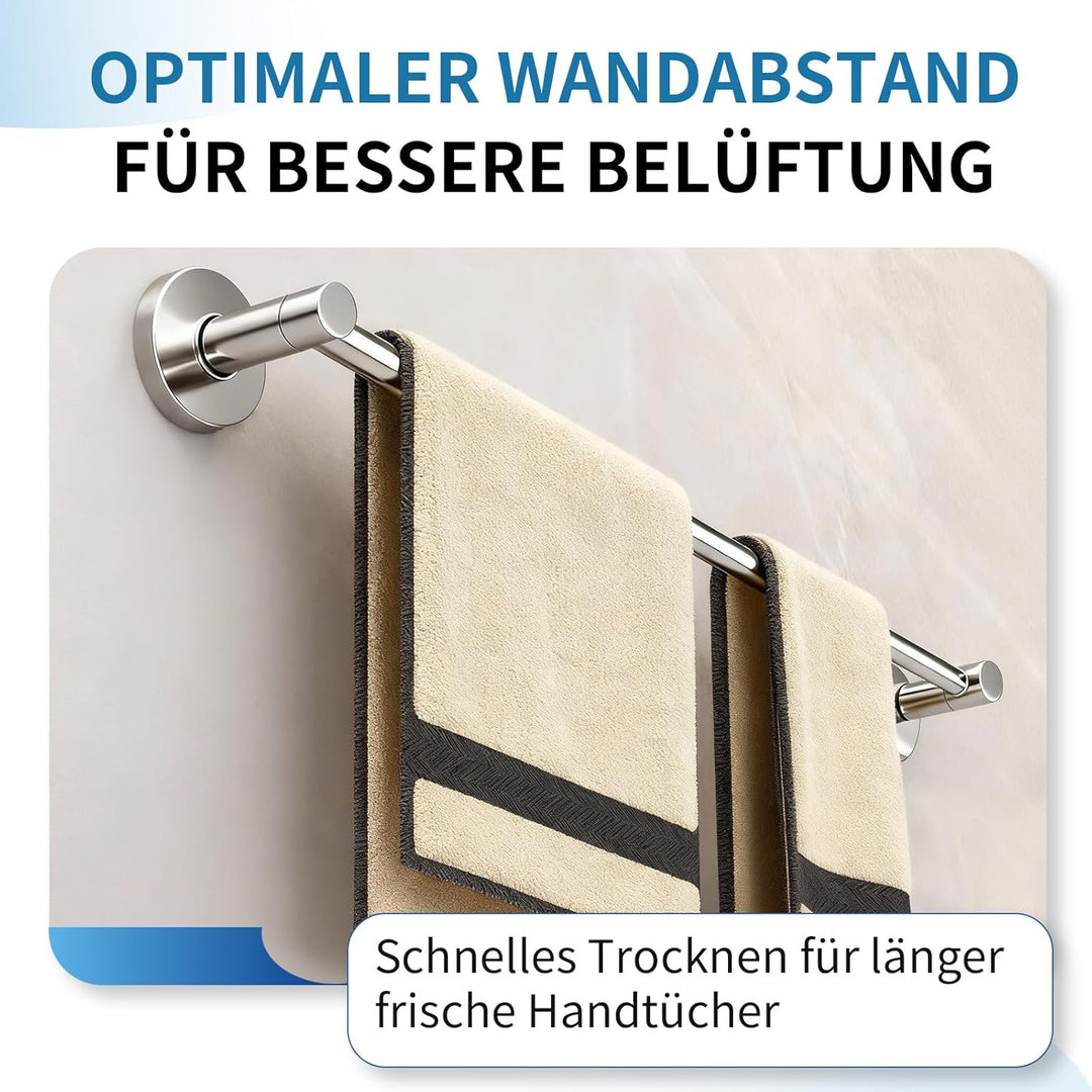 Handtuchhalter Edelstahl 60cm zur Wandmontage – Einzelne Handtuchstange mit Bohren – Rostfreier Bad