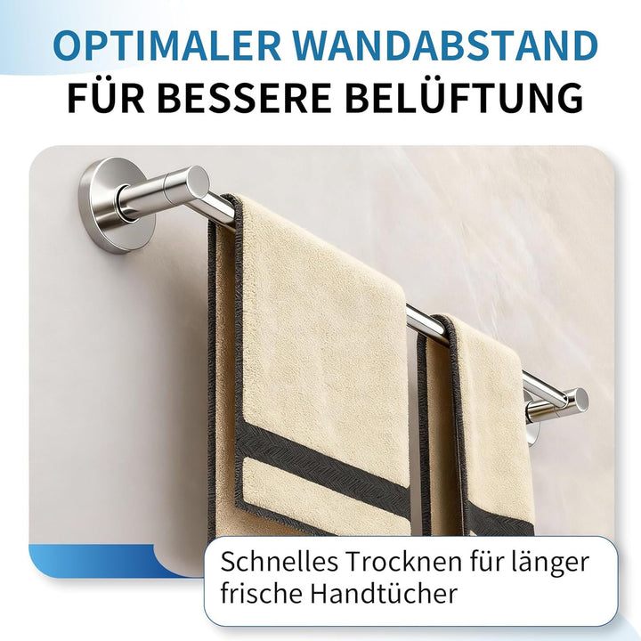 Handtuchhalter Edelstahl 60cm zur Wandmontage – Einzelne Handtuchstange mit Bohren – Rostfreier Bad